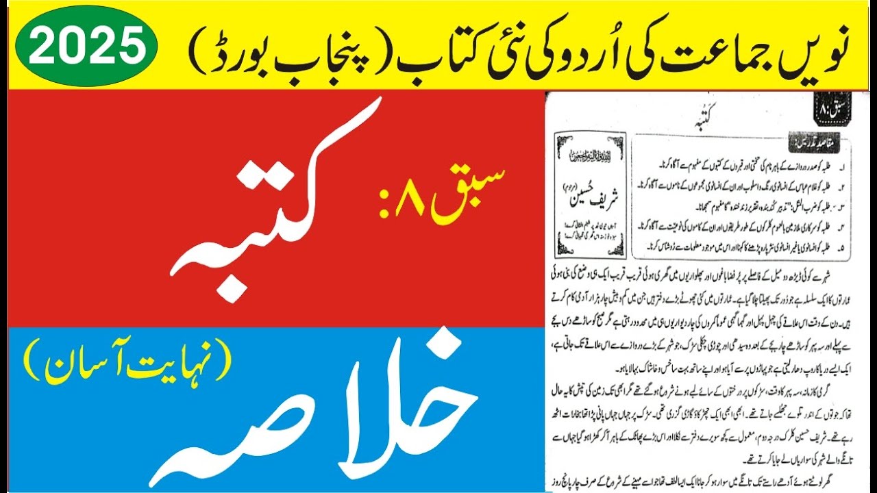 Katba Ka Khulasa | Unit 8 Khulasa of 9th Class New Urdu Book of Punjab Board 2025| سبق کتبہ کا خلاصہ