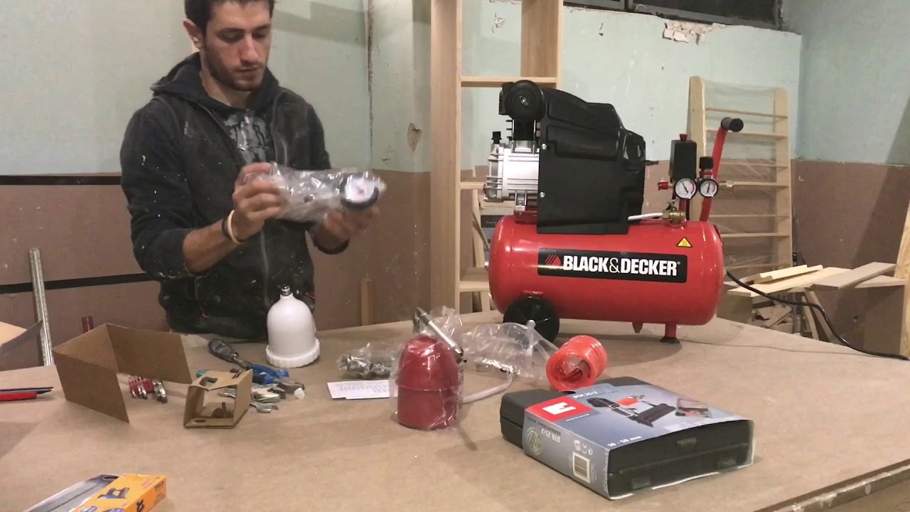 24 litre yağlı hava kompresörü ve  kompresör seti kutu açılımı