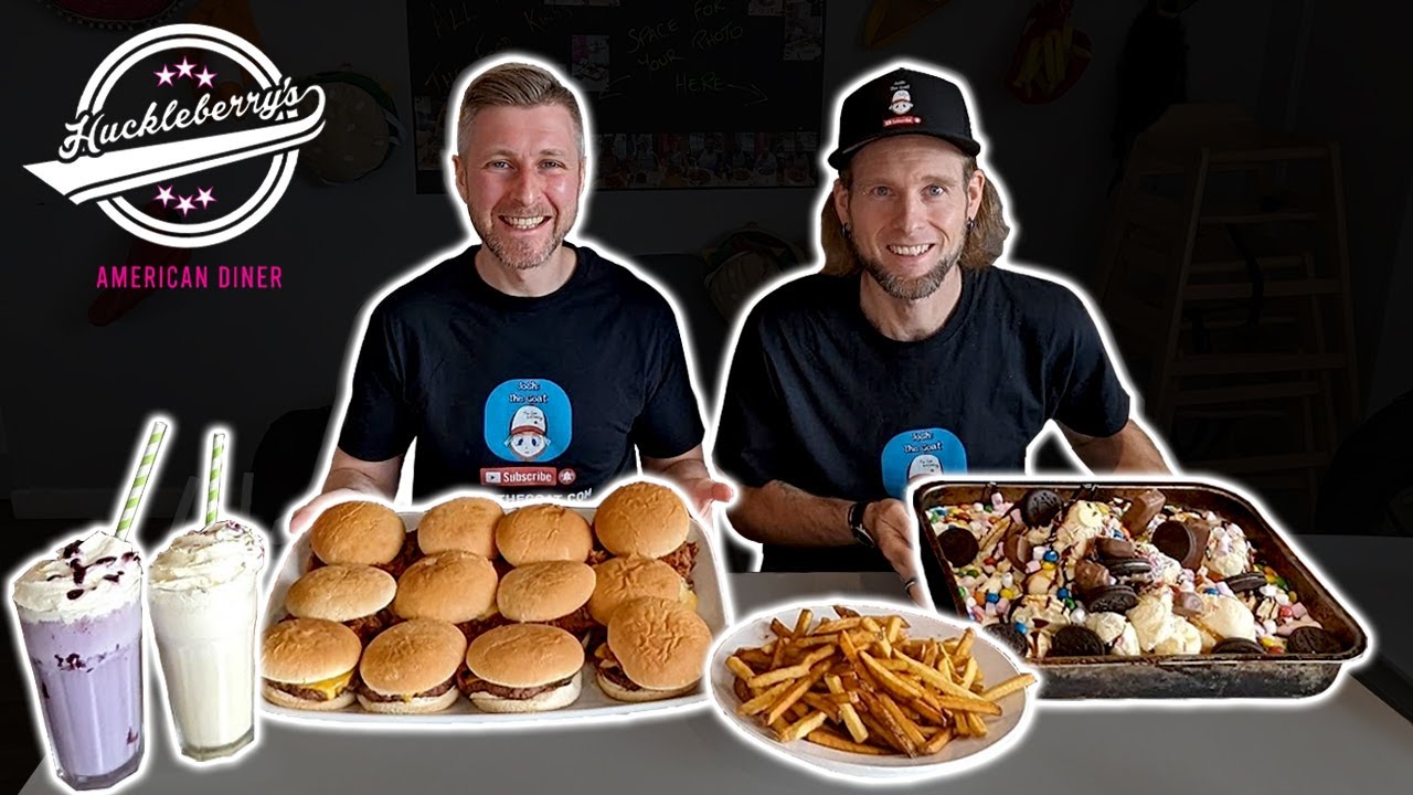 SLIDERGEDDON!! BURGER, FRIES & MILKSHAKE CHALLENGE - NEW RECORD?! Huckleberry's @Josh-The-Goat