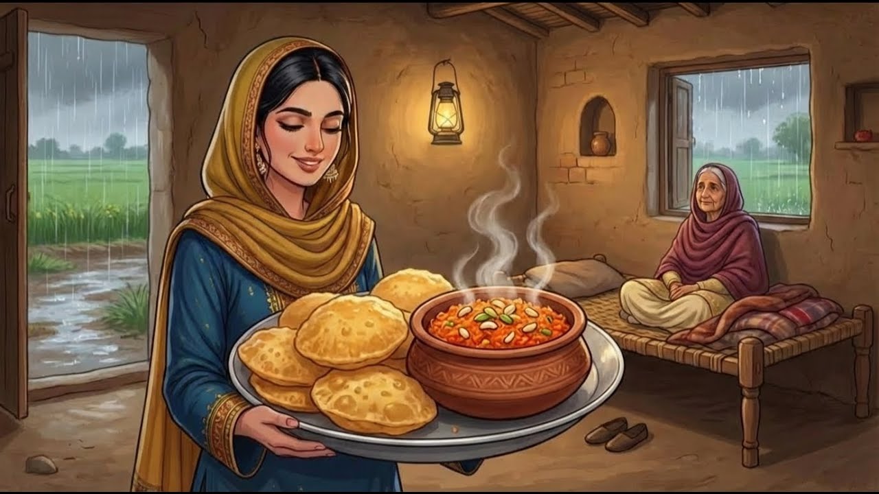 My Mother in Law Ordered Me to Cook Halwa Puri in Heavy Rain | Peaceful Village Life | ASMR VLOG