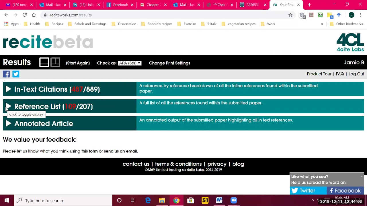 How to use Reciteworks to check your APA references