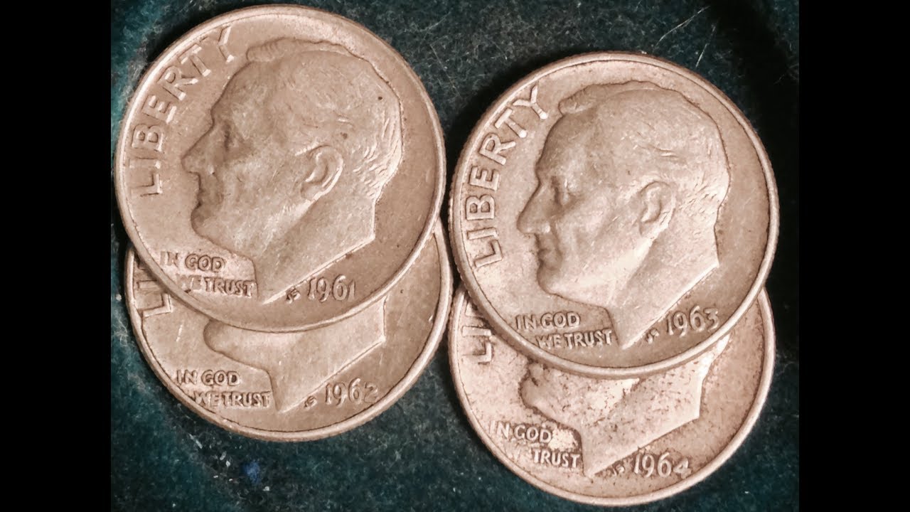 1961, 1962, 1963 & 1964 Silver Roosevelt Dimes