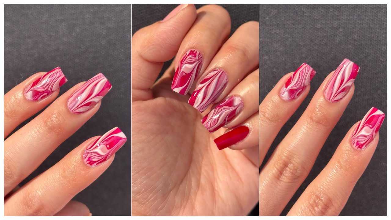 Easy water marble nail art for beginners || Nail art at home 2025