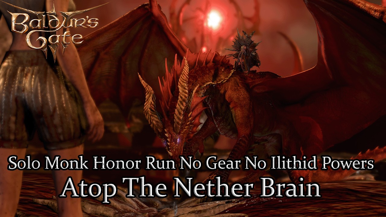 Solo Monk Atop The Nether Brain The End  - Honor Mode No Gear No Ilithid Powers