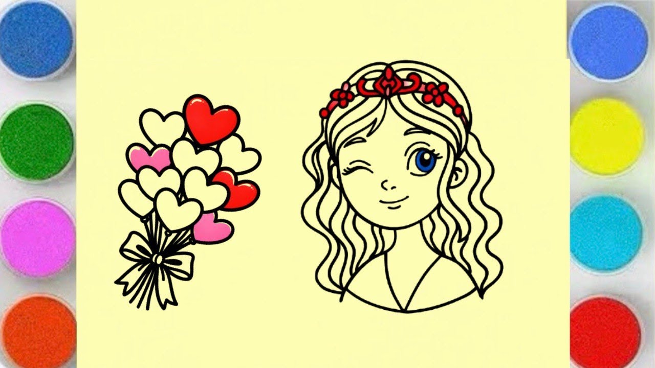 Sand Panting Girl Stencil Coloring for Kids 💖 | Easy & Relaxing Sand Art 🌈