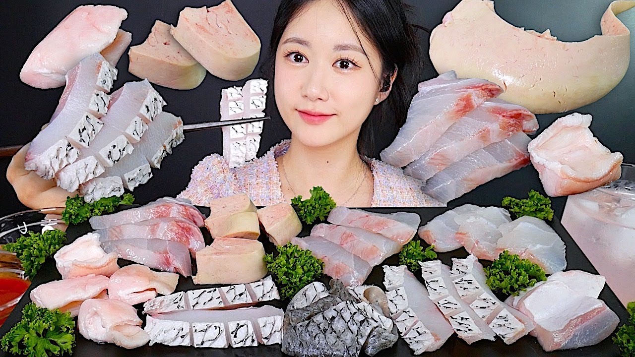Корейские Роскошные Рыбные Сашими💕 Сырая Рыба, Сырая Рыбья Печень | eating show | mukbang asmr