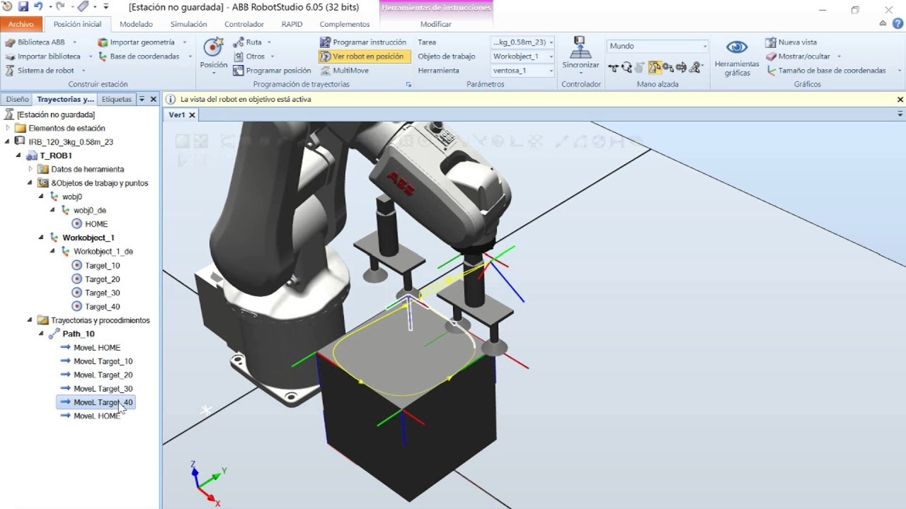 Tutorial RobotStudio crear trayectoria en objeto.