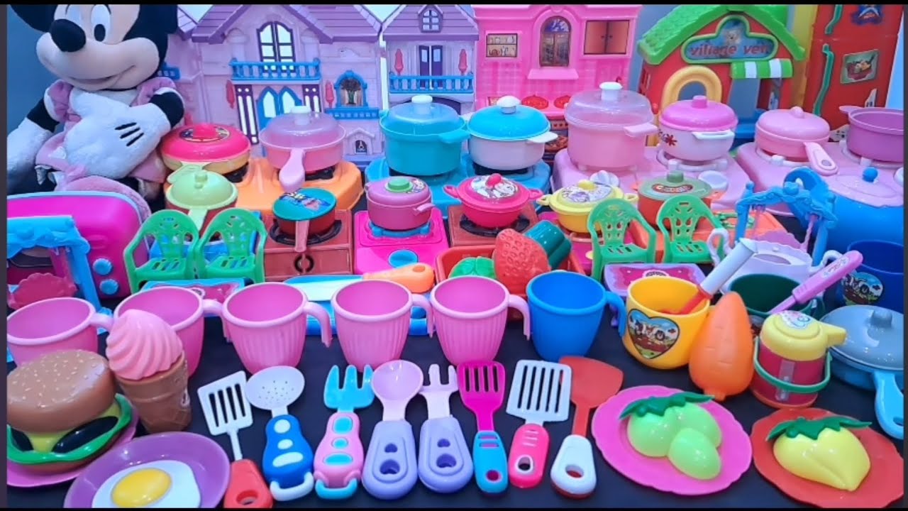 7 minutes satisfying with unboxing hello kitty pink 💗 kitchen set ASMR review toys 