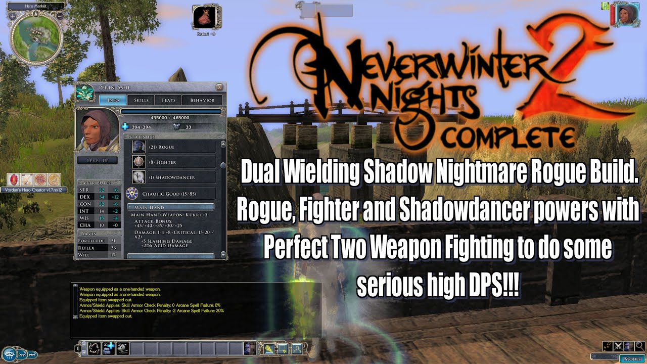 Neverwinter Nights 2 Dual Wielding Shadow Nightmare Rogue Shadowdancer Fighter Build