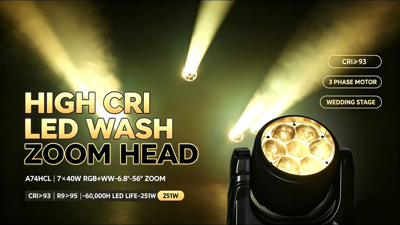 Ultra Uniform Color Mixing! A74HCL High CRI LED Moving Head Wash All Effects