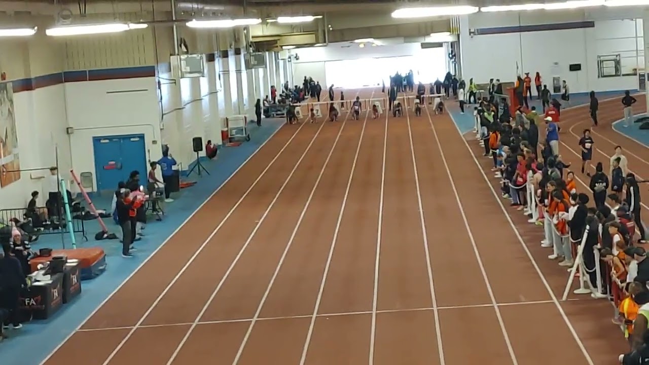 Nex Gen indoor championship open man 60m finals Wyatt Lee 6.76 Peter Opoku 6.90 Deinma Tomlin 6.98 