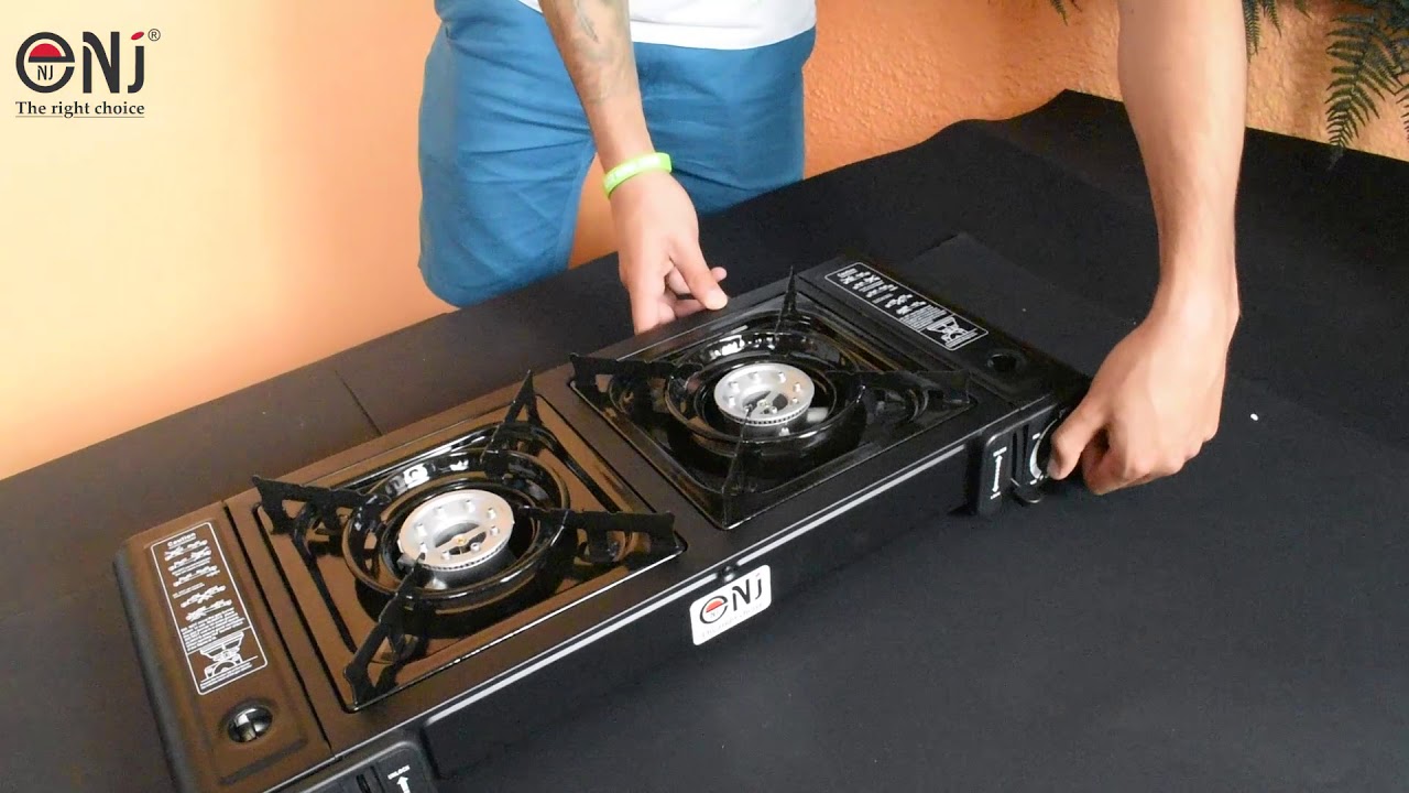 NJ-268 Camping Outdoor Gas Stove 2 Burners Butane Canister Carry Bag