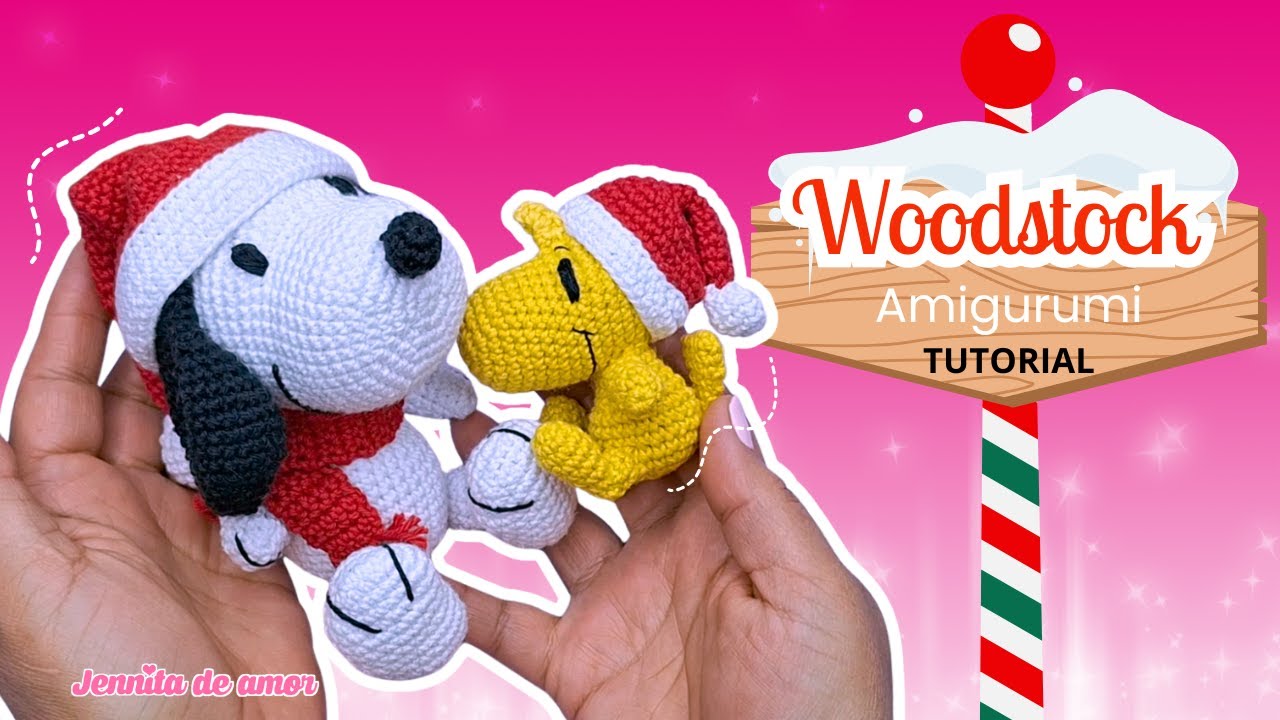 WOODSTOCK Navideño -Patrón en Video Español e Ingles- Amigurumi Tutorial