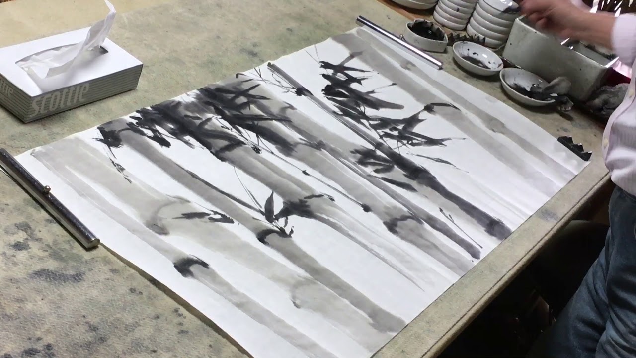 ティッシュで描く水墨画。Draw with　paper only!