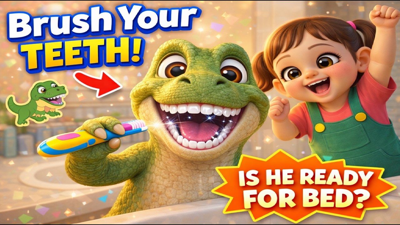 Brush Your Teeth Song for Kids 🦖 | Dinosaur Learns Healthy Habits | Toddler Morning Routine Song