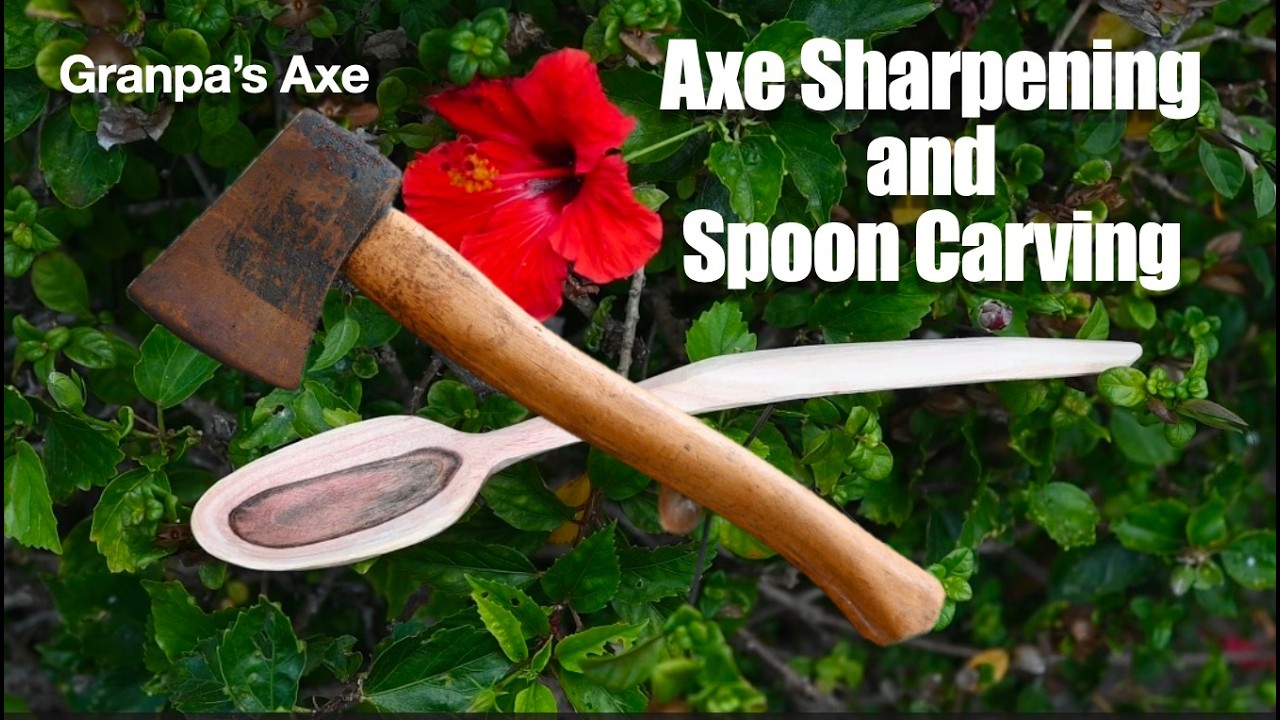 Axe Sharpening for Spoon Carving (ASMR with Subtitles)