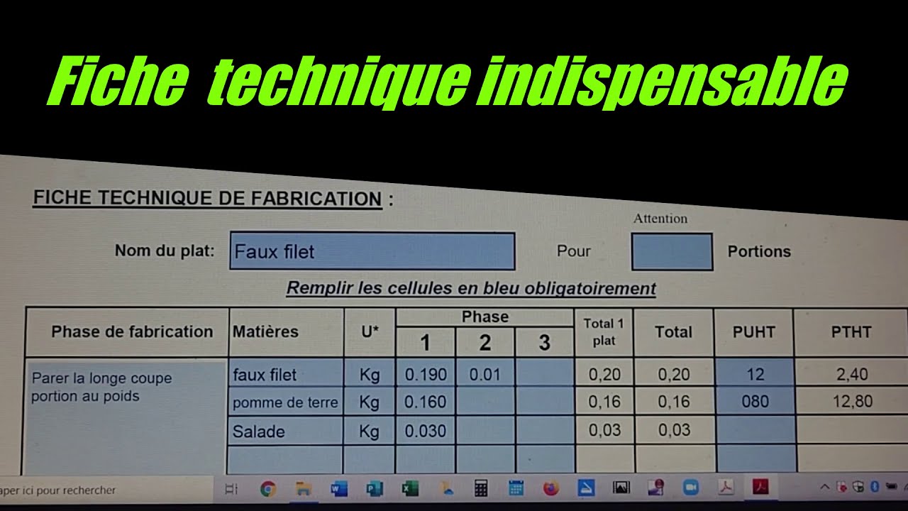 fiche technique restauration, facile et rapide  2020