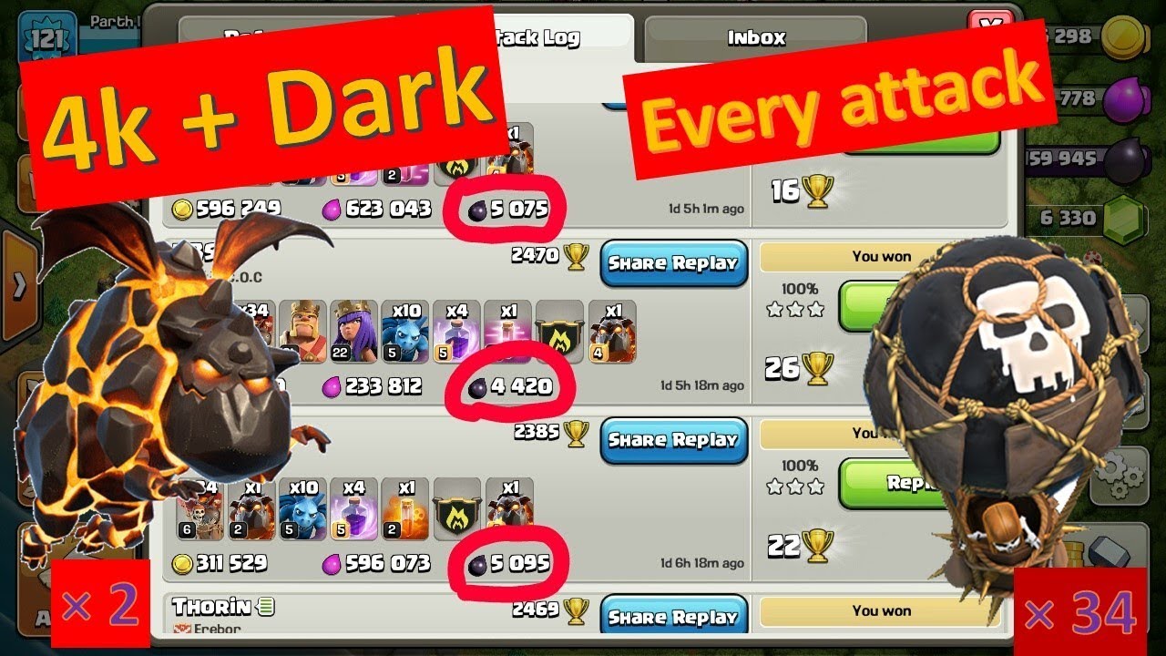 th9 lava loon best strategy for dark farming 4k + loot on all attack hindi