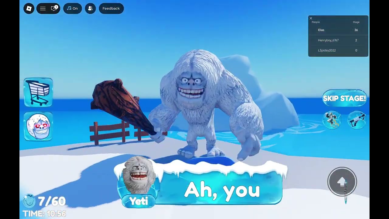 We are escaping the Yeti's glacier