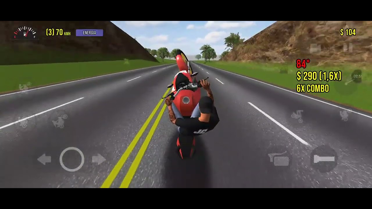 Graus e algumas fugas no moto wheelie 3d 