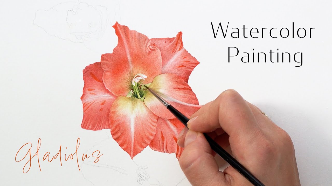How to paint a Gladiolus aka Sword Lily flower | Watercolor painting tutorial