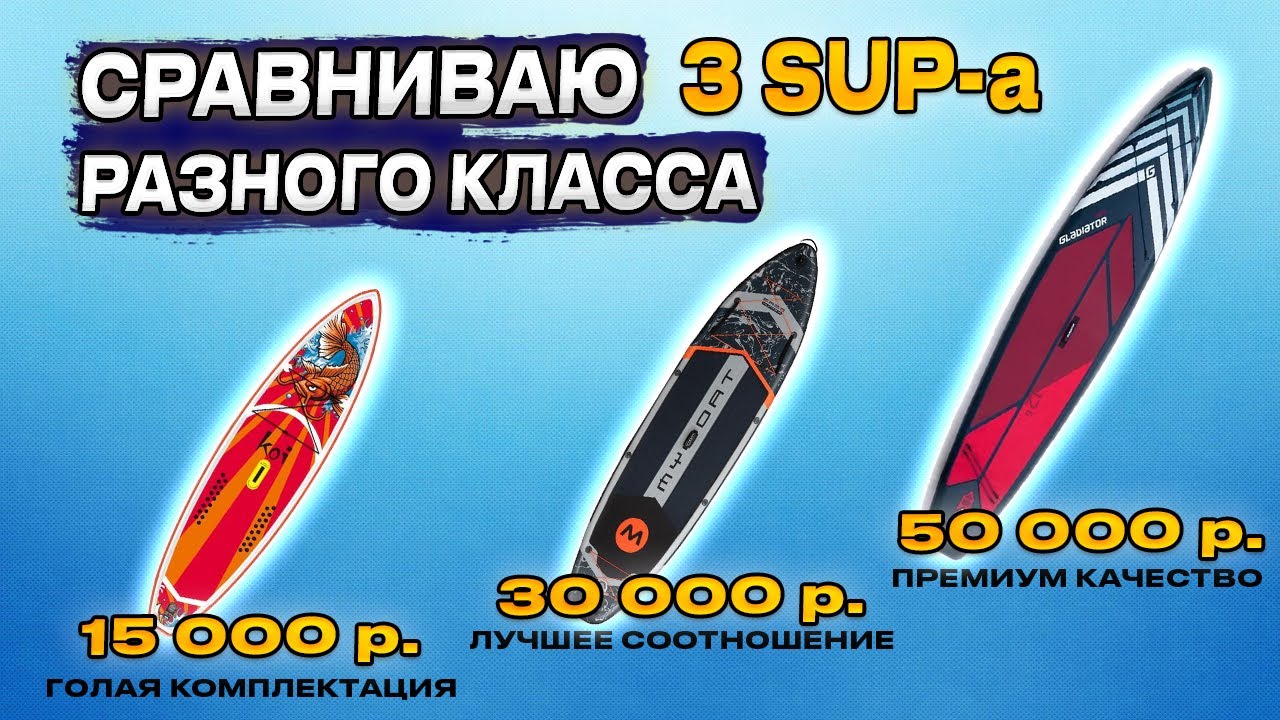 Какой SUP-борд купить? Сравниваю 3 варианта: за 15 000, 30 000 и 50 000 ₽