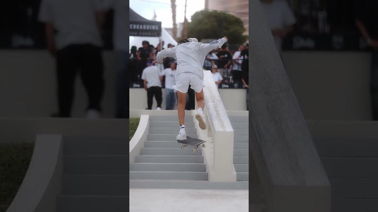 The reaction is everything, 15 year old @ginwoo.jp earned a 9.5 #skateboarding #slsvegas