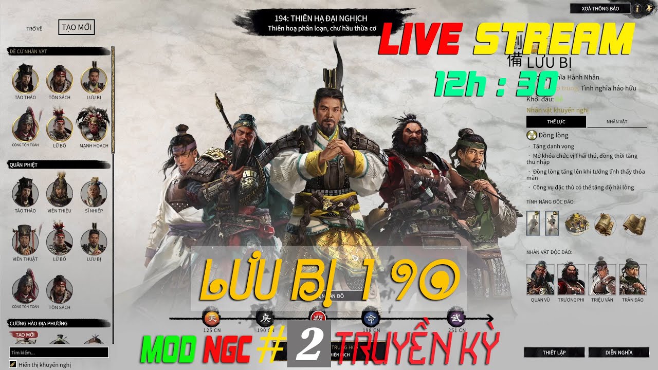 Total War THREE KINGDOMS LƯU BỊ 190 TRUYỀN KỲ #2 Tìm Đường Nhập Thục | MOD NGC