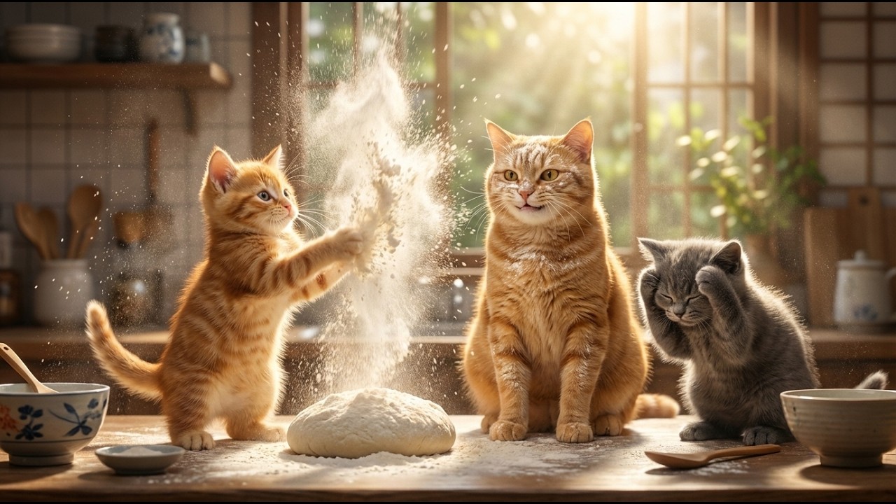 Mom Cat Helps Her Kittens Bake Together | Heartwarming Cat Family Story l The Little Meow Life 🐾