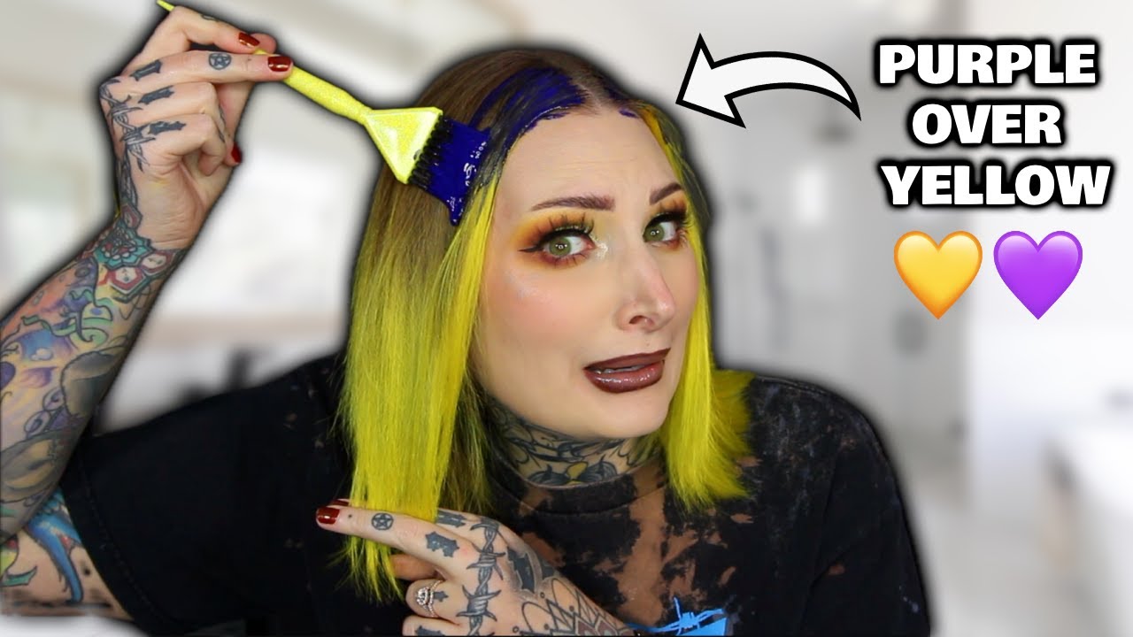 PURPLE SHAMPOO OVER NEON YELLOW HAIR!