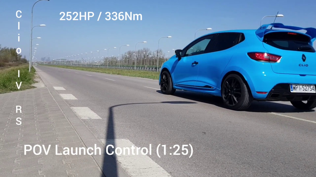 252 HP decat Clio IV RS - Launch Control (POV), Revs, Accelerations
