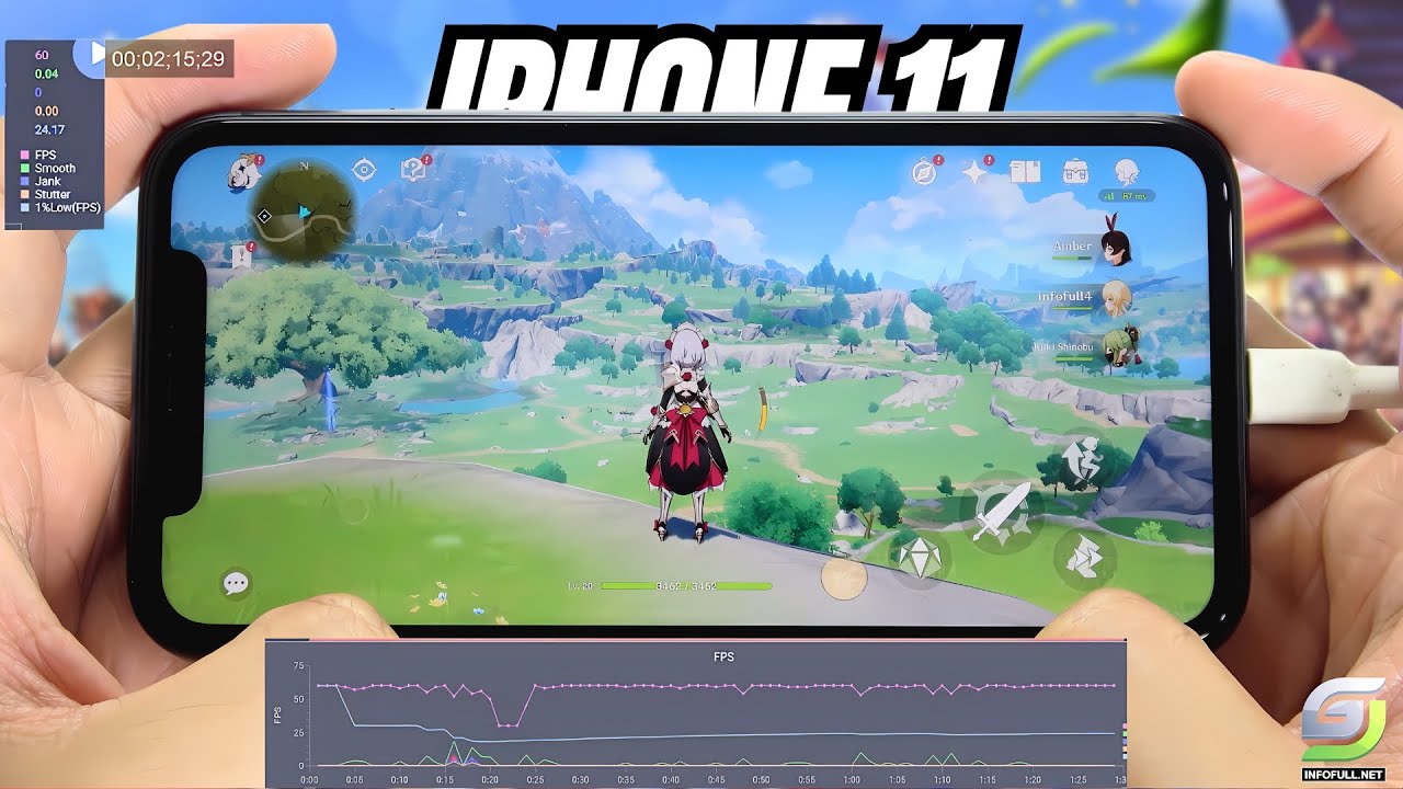 iPhone 11 test game Genshin Impact Max Graphic Upadate 2024 | Highest 60 FPS