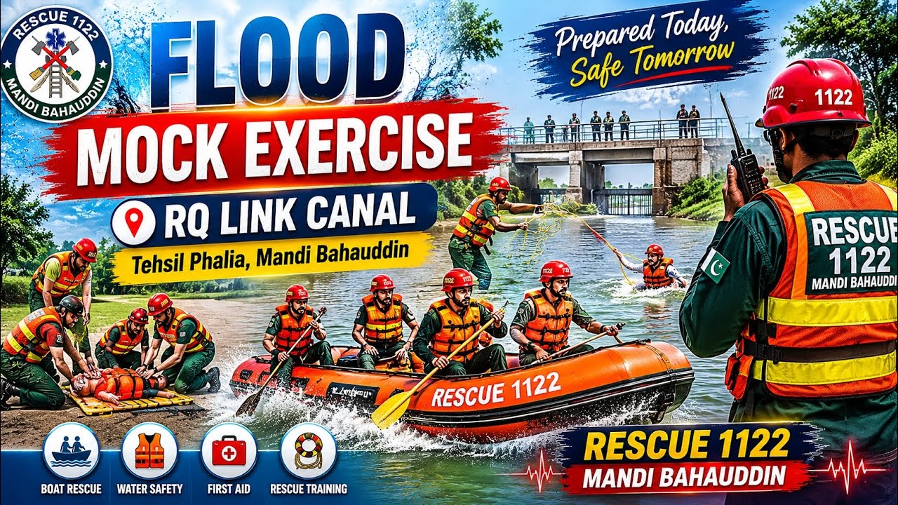 Flood Mock Exercise | RQ Link Canal | Rescue 1122 Mandi Bahauddin