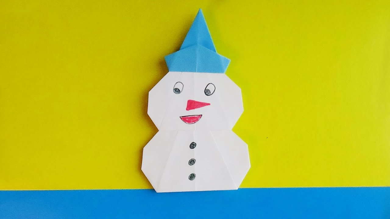 Оригами Снеговик ⛄ Как сделать Снеговик из бумаги оригами ❄️