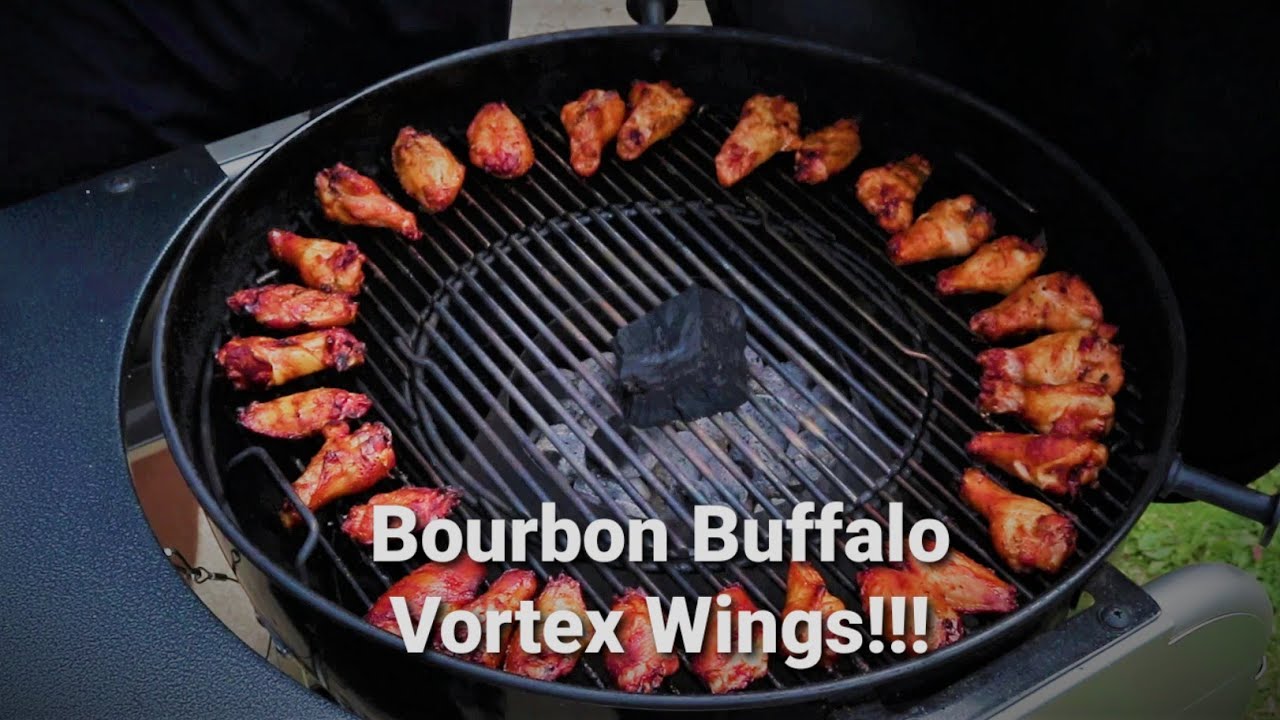 Bourbon Buffalo Wings Using the Vortex on the Weber Kettle!!!