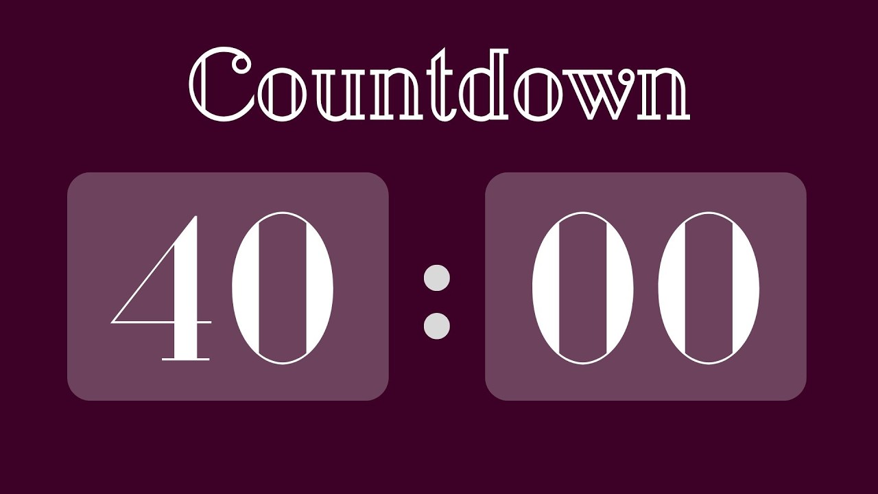 40 Minute Focus Timer 🧡 Deep Focus Countdown 🧡 Dark Purple Background 🧡 ASMR Tick Tock