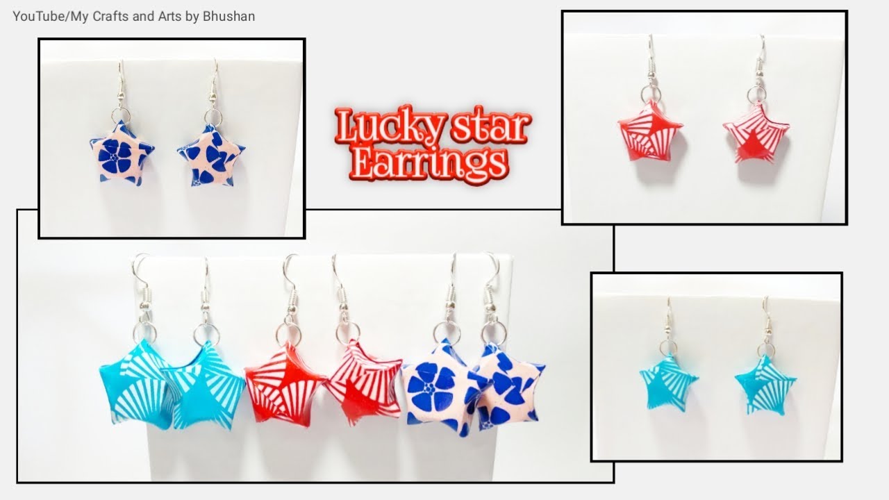 How to make an Easy origami earrings | lucky star earrings