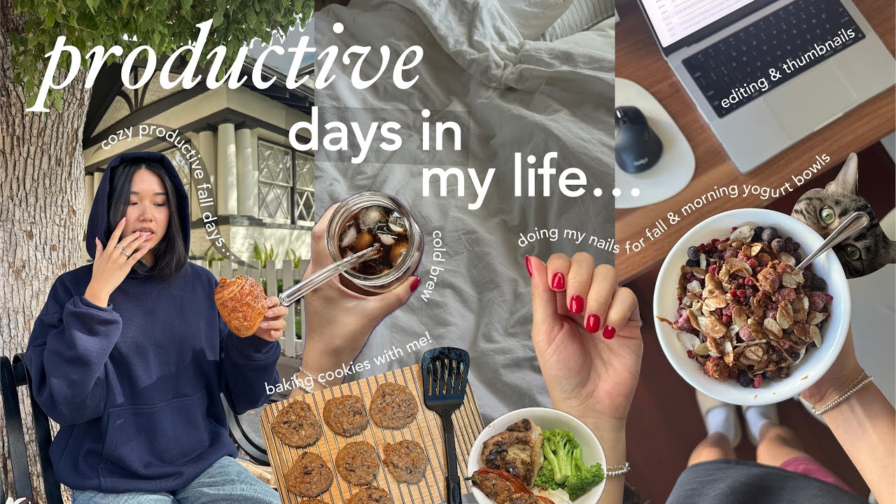 productive fall days 🧺🍂 | baking cookies, cleaning, how i make my thumbnails + editing vibes