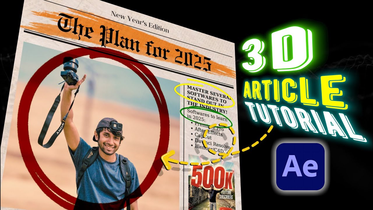 Popular After Effects TUTORIAL | 3D Paper Article Animation