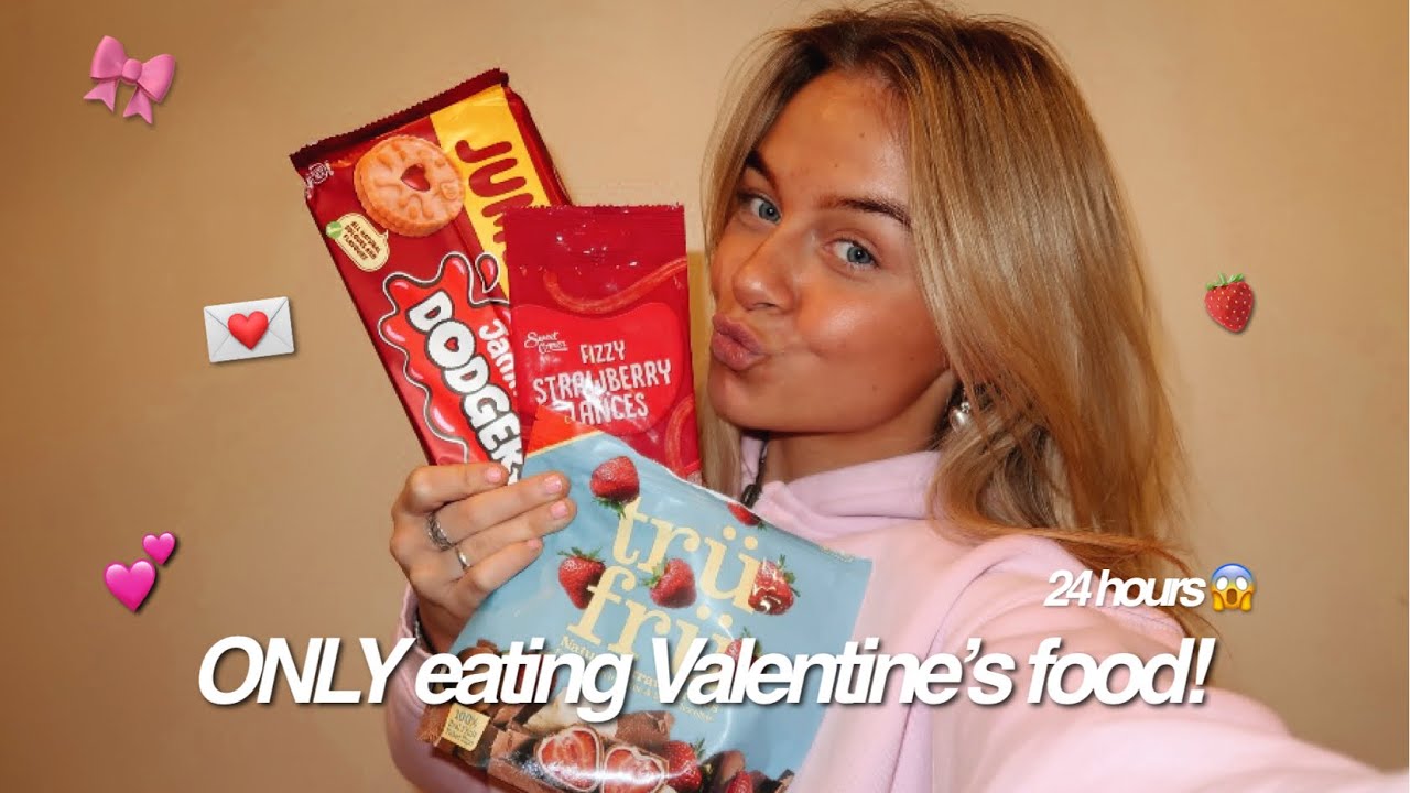EATING VALENTINE'S THEMED FOODS FOR 24 HOURS!! 💌🎀