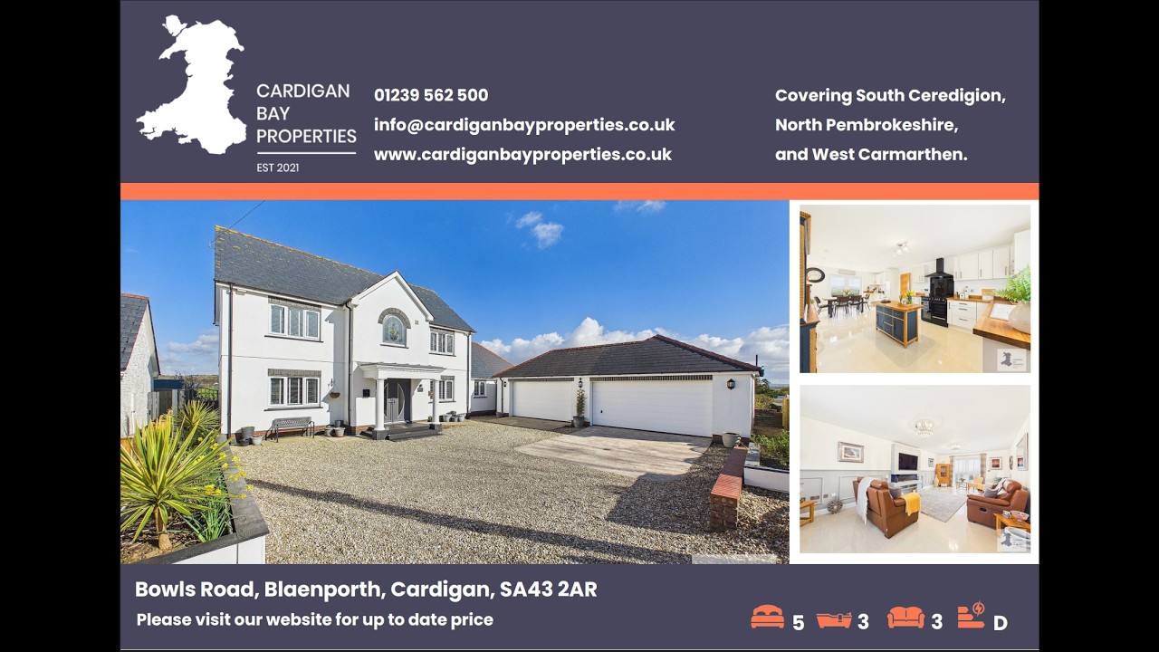 Property For Sale 5 bed detached house in Blaenporth, Ceredigion, West Wales