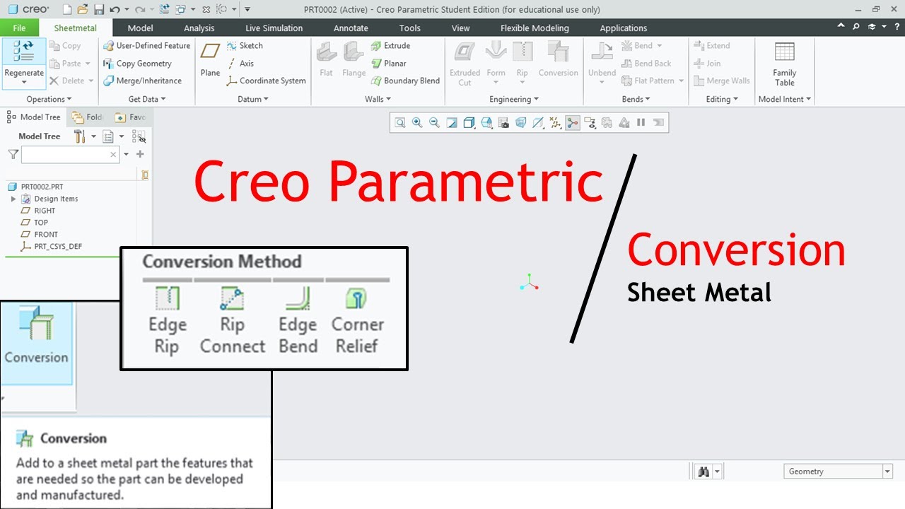 Creo Parametric | Conversion in Sheet Metal