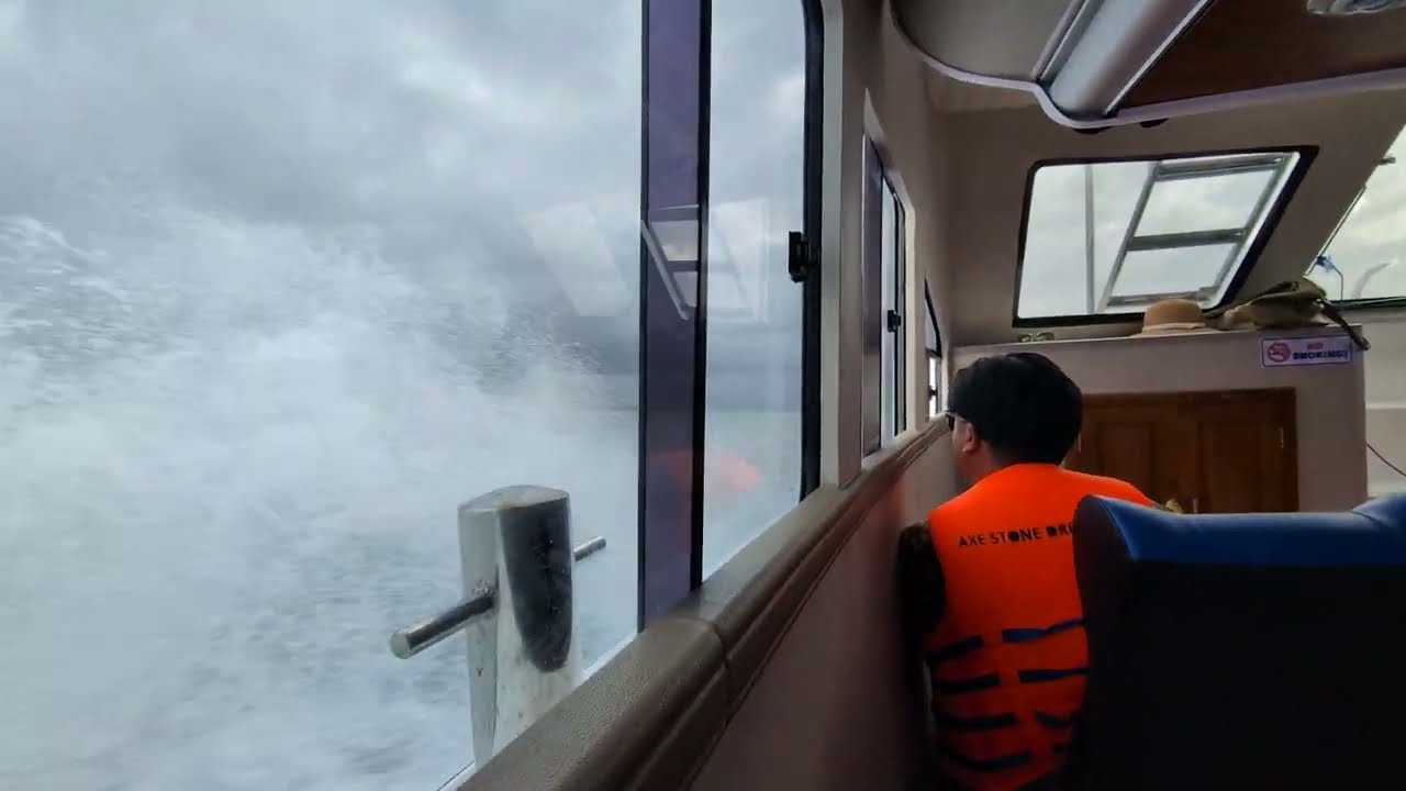 Aggressive Waves on Our Ferry Ride to Nusa Penida in Bali