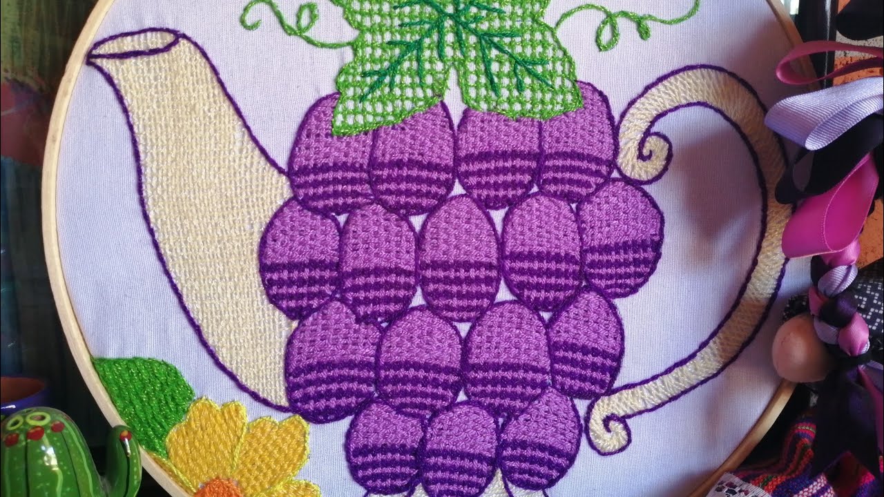 Bordado fantasía para uva ó cereza muy fasilmente 🍇🍇🍒🍒