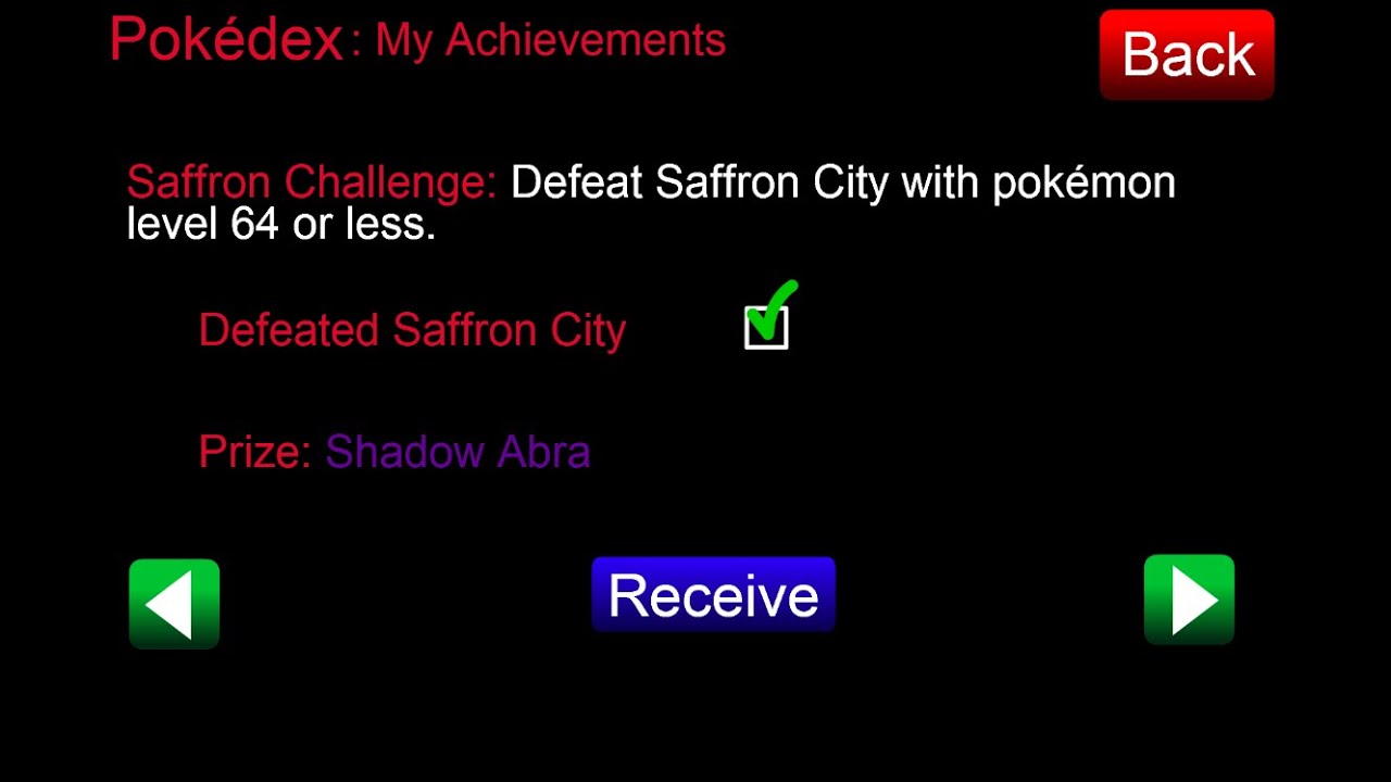 Pokémon Tower Defense: Saffron City Achievements