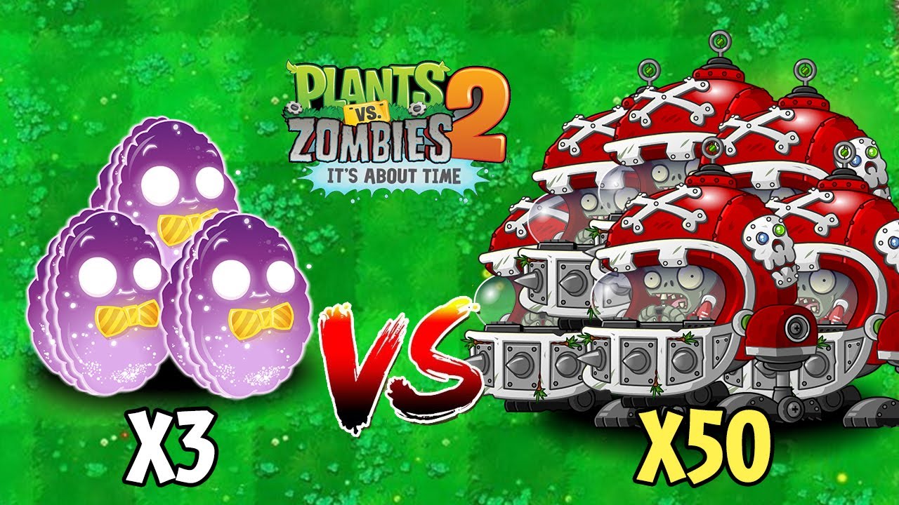 Random All Team 3 Plants Vs 50 Mecha Football Zombies   PvZ 2 Power Up