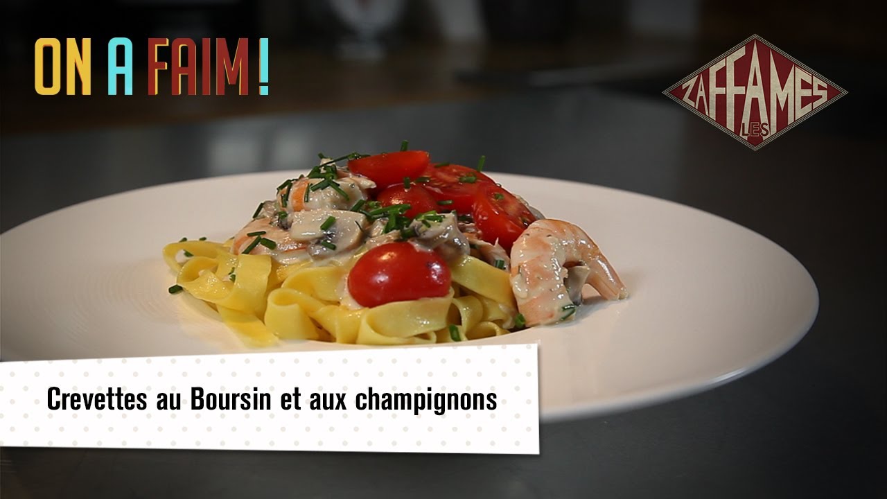 Recette de crevettes au Boursin et aux champignons. On a faim!