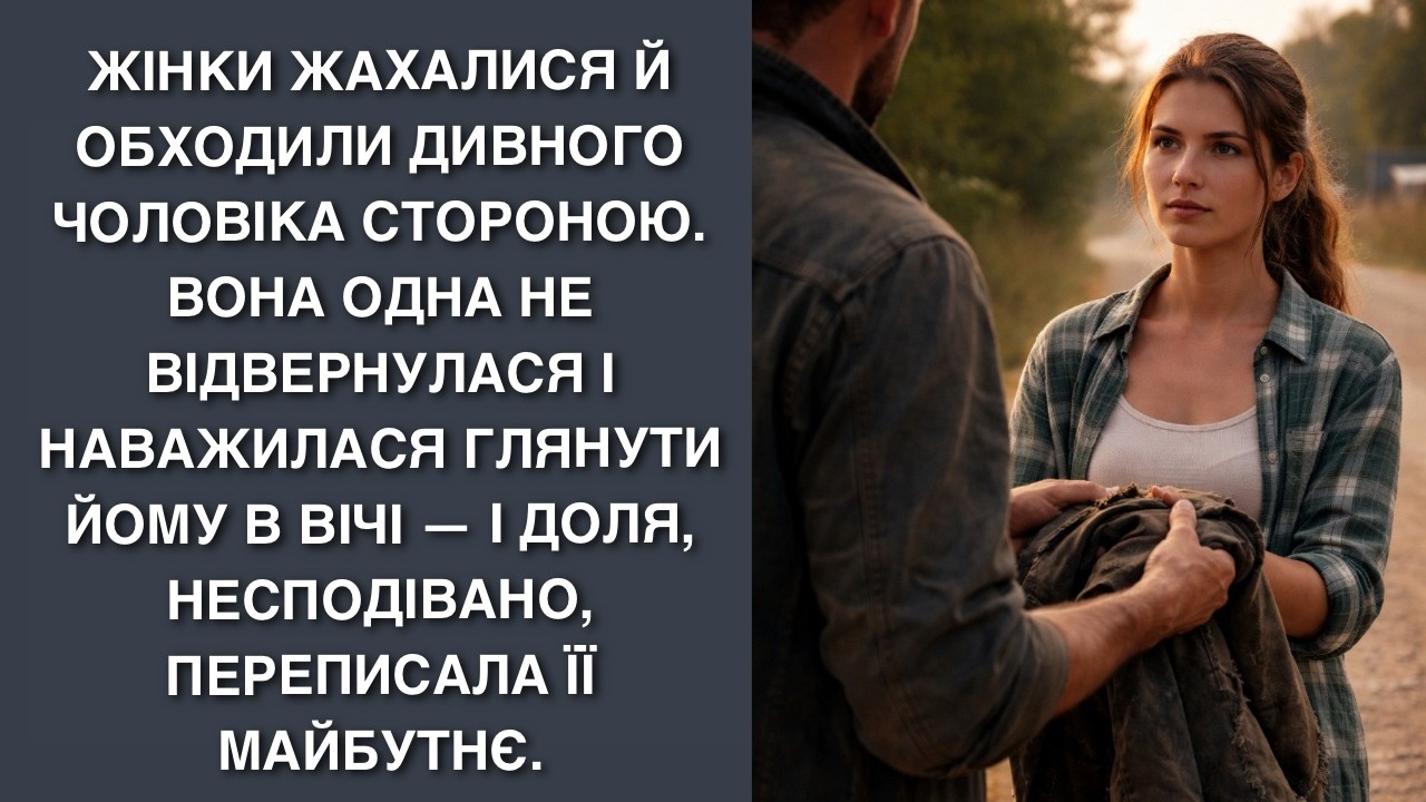 Жінки жахалися й обходили дивного чоловіка стороною. Вона одна не відвернулася і наважилася глянути