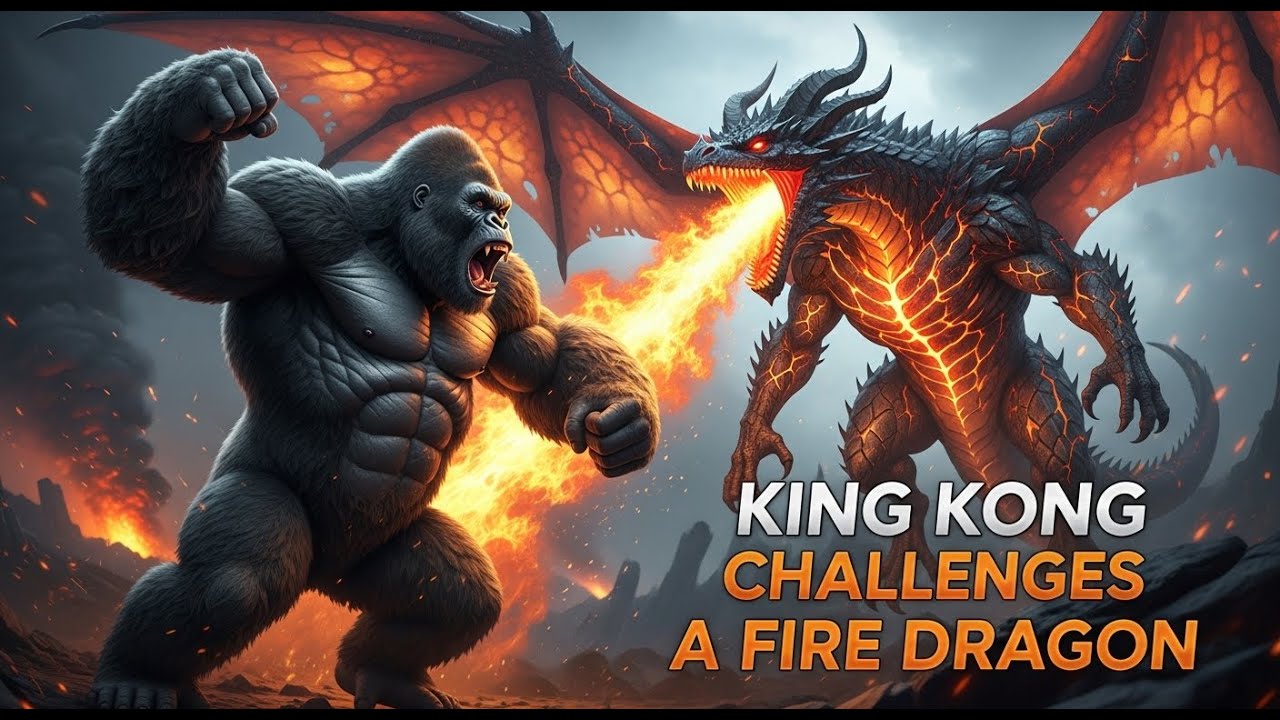 shocking epic battle erupts when king kong challenges a fire dragon god of ruin