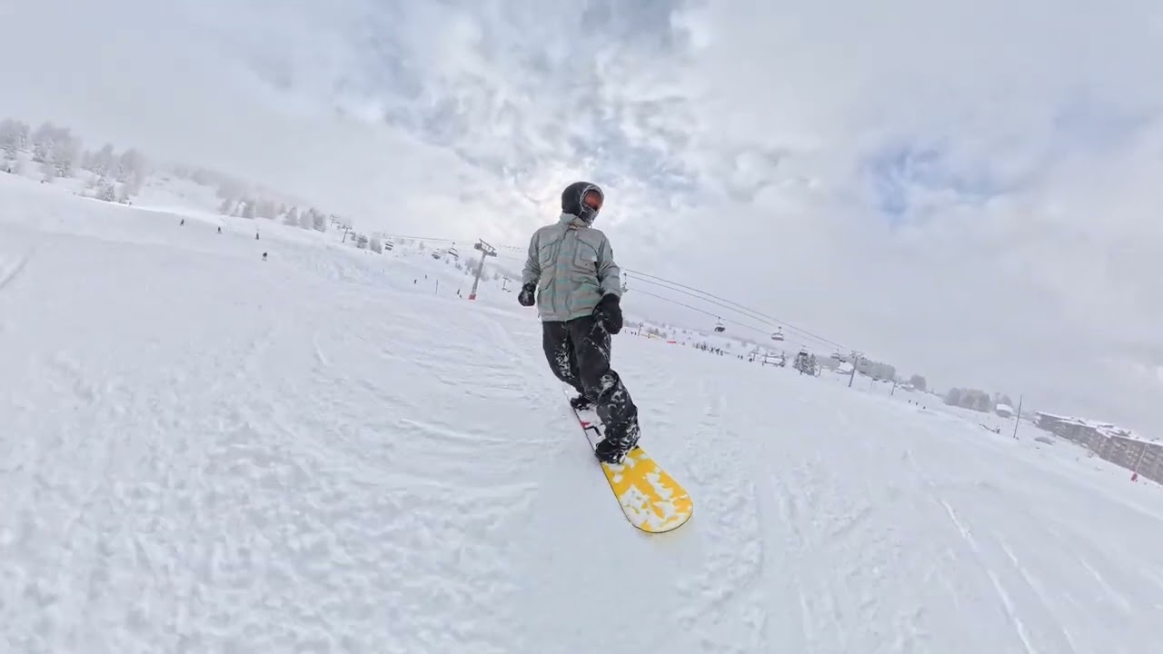Powder off of the side of the piste.